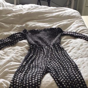 Of the shoulder pant suit